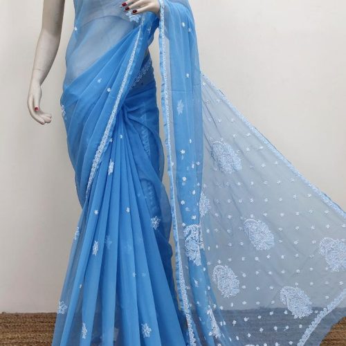 Lucknowi Chikan Saree