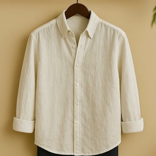 Men Beige Solid Shirt