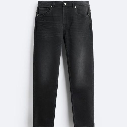 Men Slim Mid Rise Black Jeans